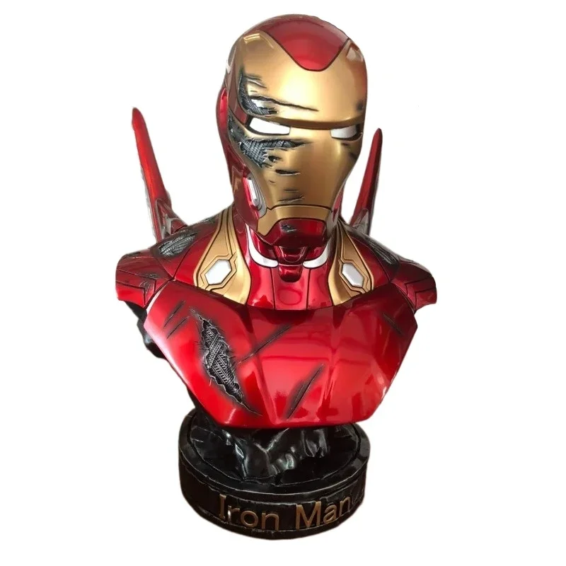 35cm Battle damage version Ironman Iron man mark MK50 Head bust Portrait GK Figure statue Collectible Model home decorations