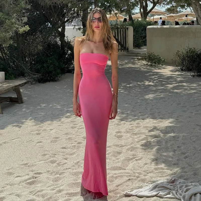 

Women'S Summer New One Neck Strapless Strapless Strapless And Sexy Tight Fit Waist Slimming Dress