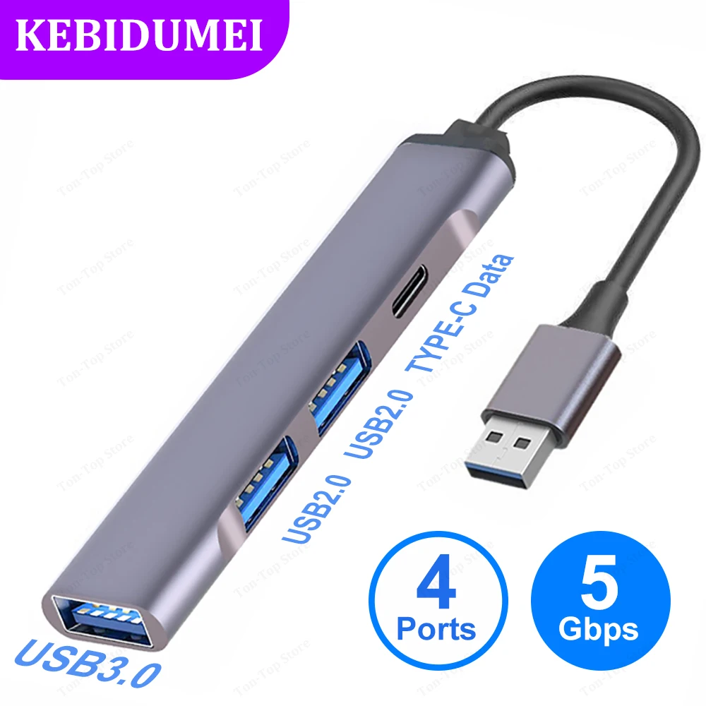 4 Ports USB C Docking Station Type C HUB USB 3.0 HUB 5Gbps High Speed Transmission USB Splitter Adapter OTG  for Laptop Macbook