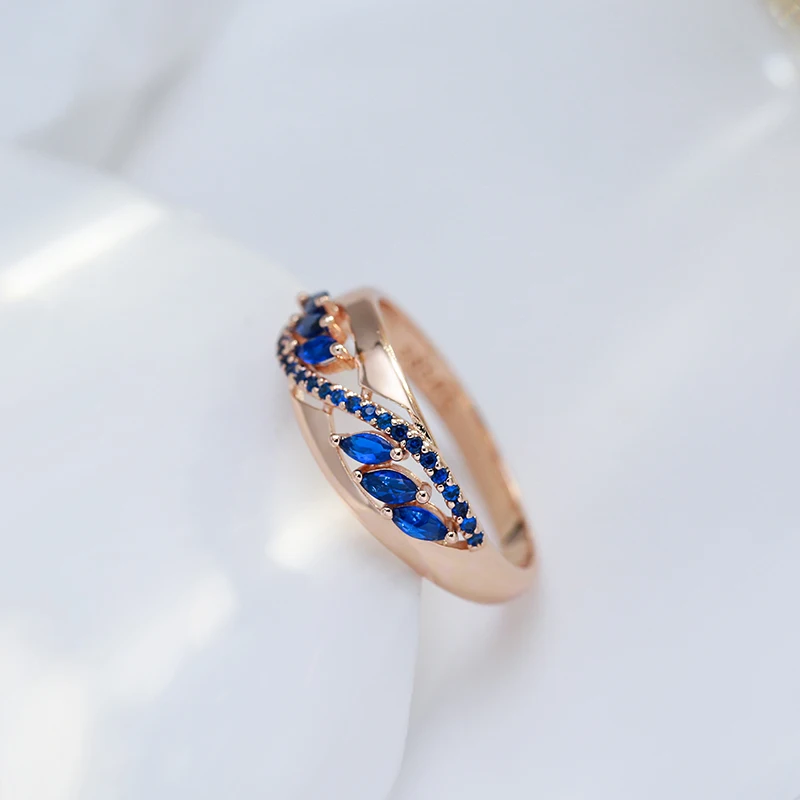 Kinel Hot Sparkling Purple Zircon Rings for Women Luxury 585 Gold Color Unusual Party Wedding Jewelry Daily Accessories