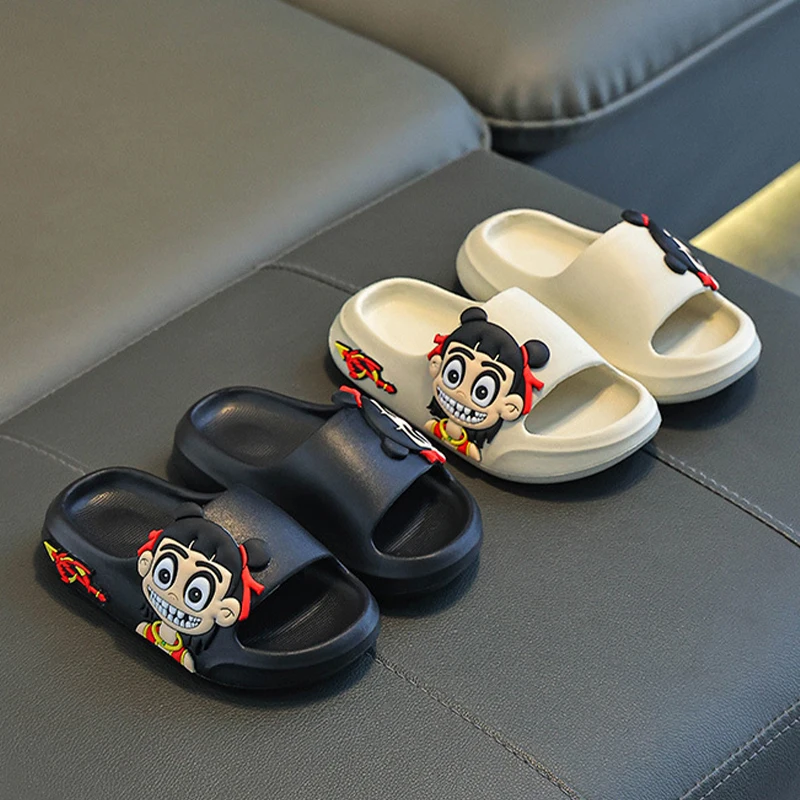 الأطفال الكرتون النعال الصيف الفتيان عدم الانزلاق شباشب حمام الفتيات إيفا لينة أسفل النعال المنزل مريحة #4