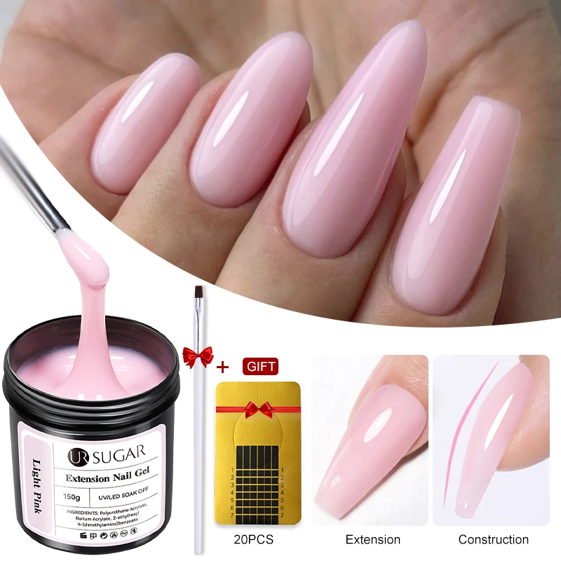 

UR SUGAR 150g Extension Nail Gel Polish Peach Fuzz Jelly Nude Pink Clear Semi Permanent Acrylic Building UV Construction Gel