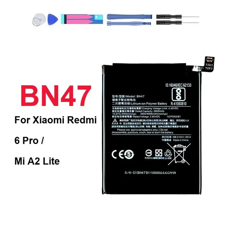 

Аккумулятор BN47 BN 47 4000 мАч для Xiaomi Redmi 6 Pro/Mi A2 Lite Высококачественные сменные аккумуляторы для телефона Быстрая доставка + трек НЕТ