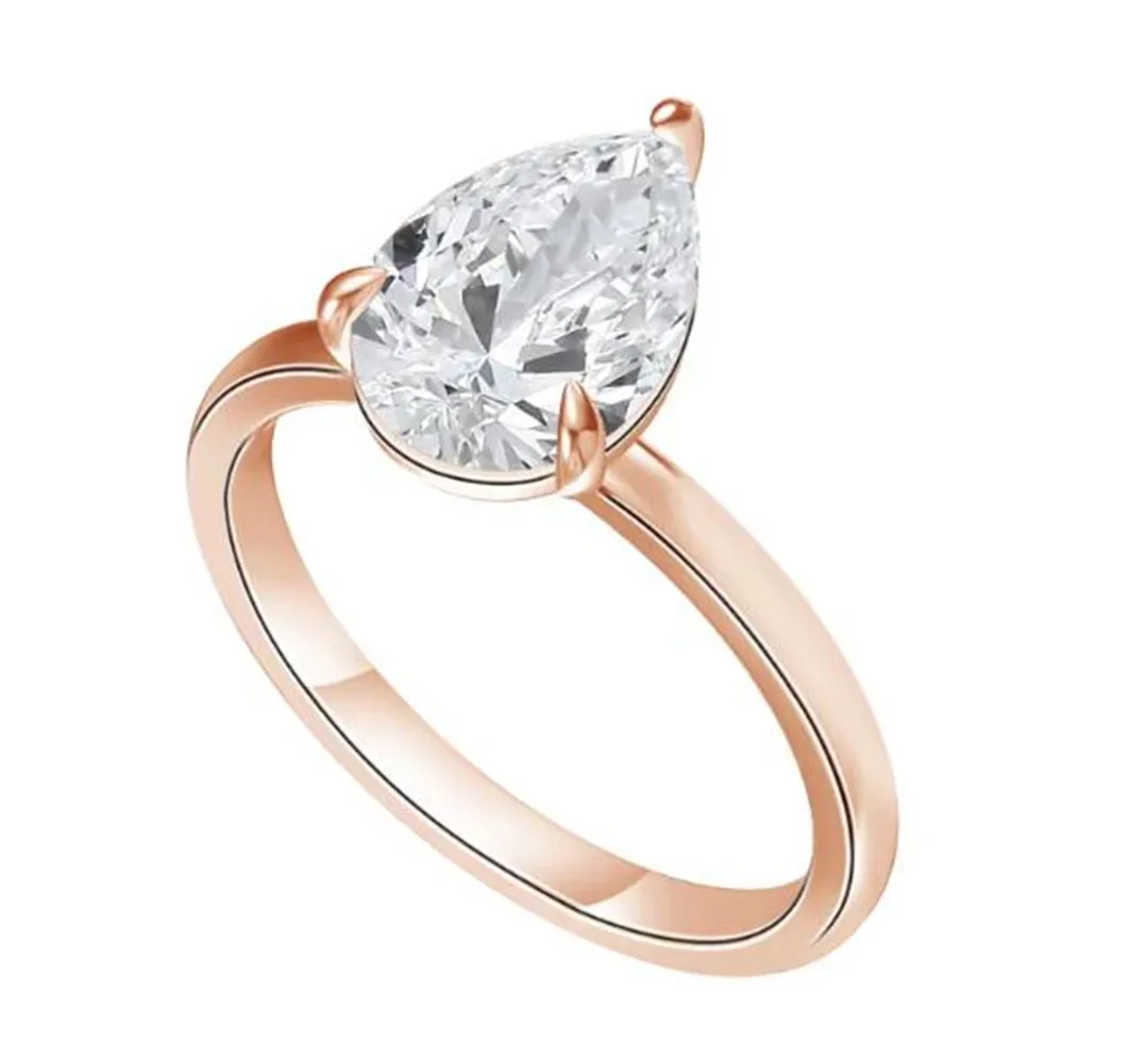 Pear Shaped 2CT Lab Grown Diamond Solitaire Ring for Women, Minimalist Single Stone Custom Wedding Engagement Ring, Available in 14K & 18K Solid Gold Timeless Fine Jewelry for Proposal & Anniversary Gift view 7