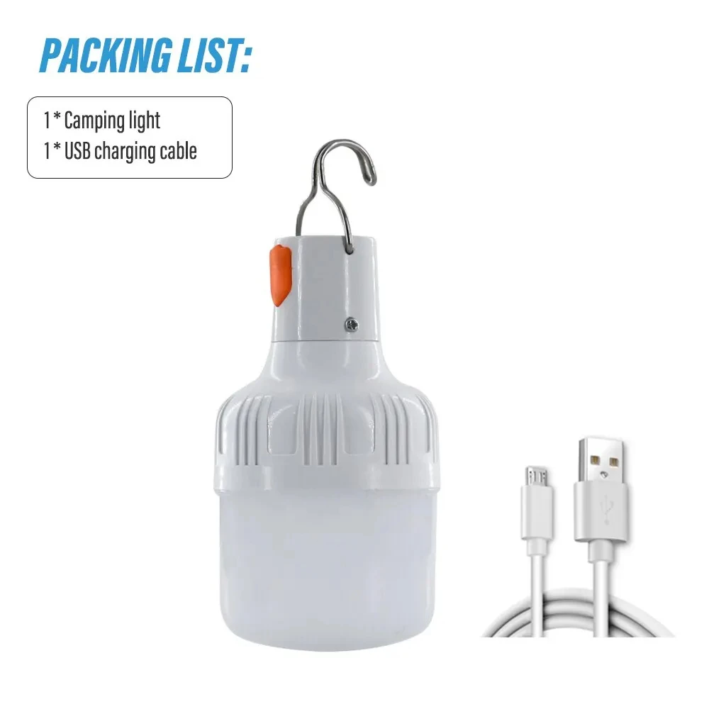 New Outdoor USB Rechargeable LED Lamp Bulb High Brightness Emergency Light Hook Up Camping Fishing Portable Lantern Night Lights