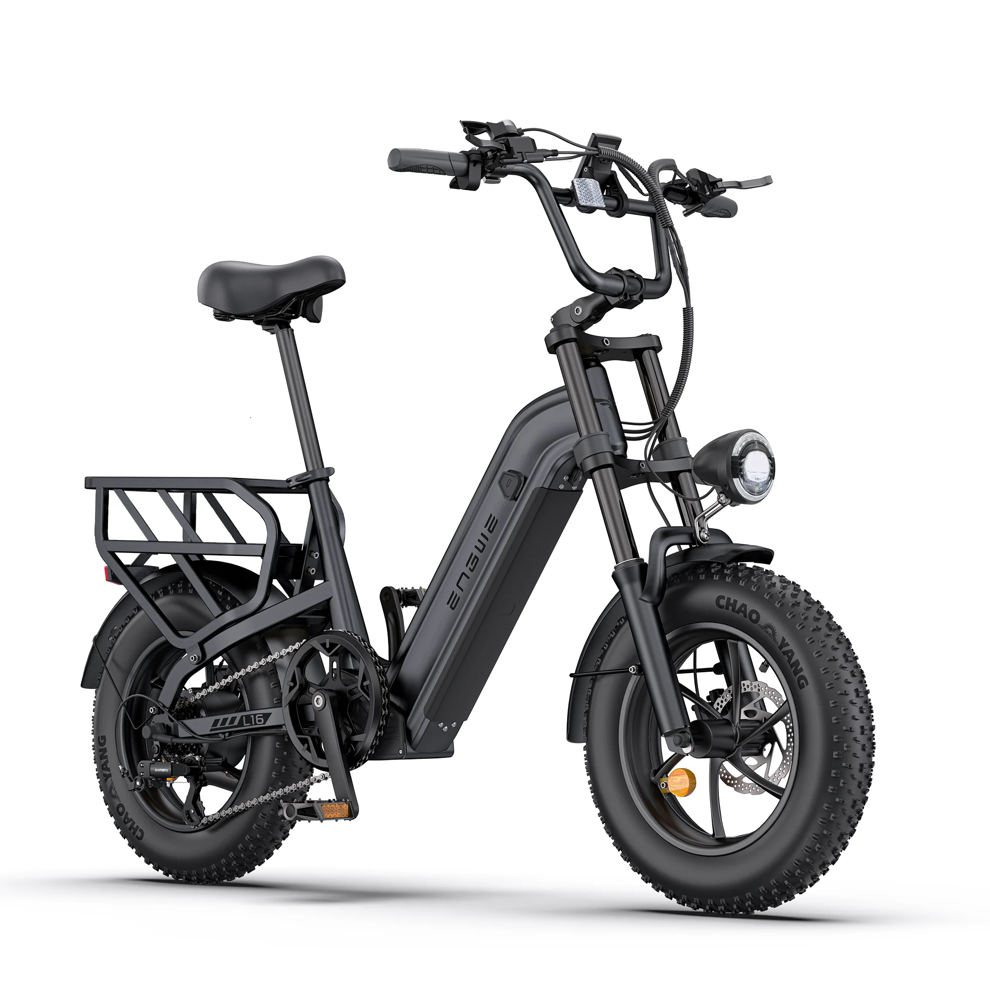 ENGWE L16 750W Electric Bike, 1500W Peak, 48V 18Ah, 28 MPH, 70-Mile Range, 16x4 Fat Tires, Hydraulic Disc Brakes, 7-Speed