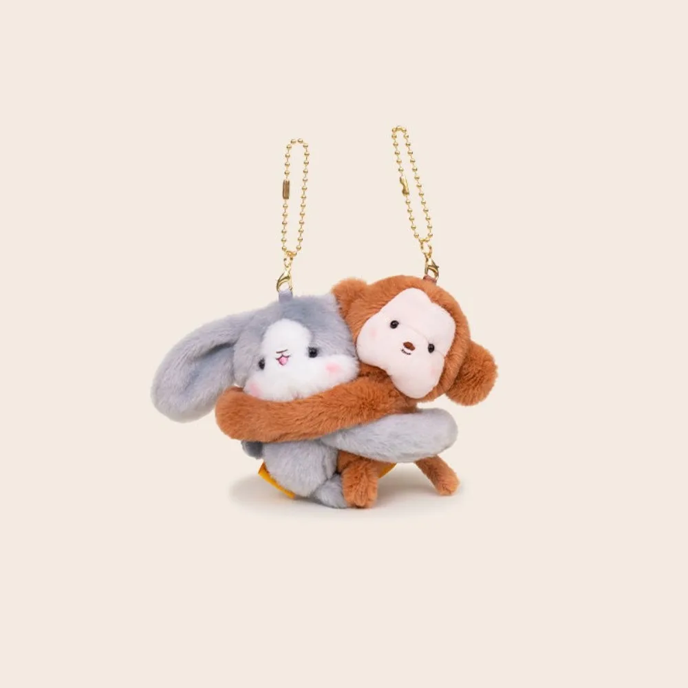 

Creative Hugging Animal Doll Keychain Plush Cartoon Bag Pendant Soft Funny Friends Key Ring Couple Kids Gift
