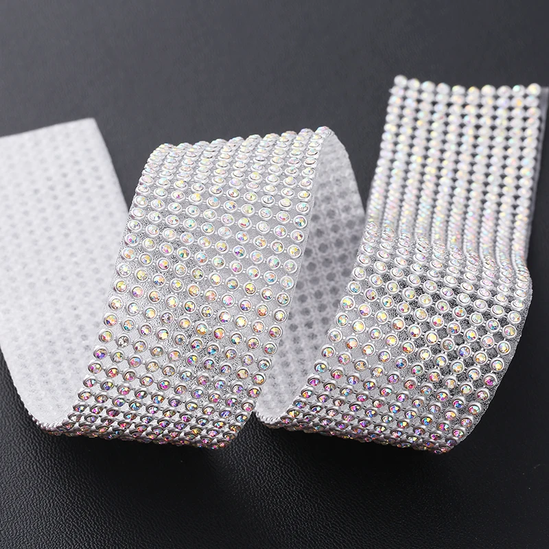 8rows Gold Crystal Rhinestone Chain Trim Hotfix Glass Gold Base Rhinestone Ribbon Clear Rhinestone Tape Trim Iron on Shoes
