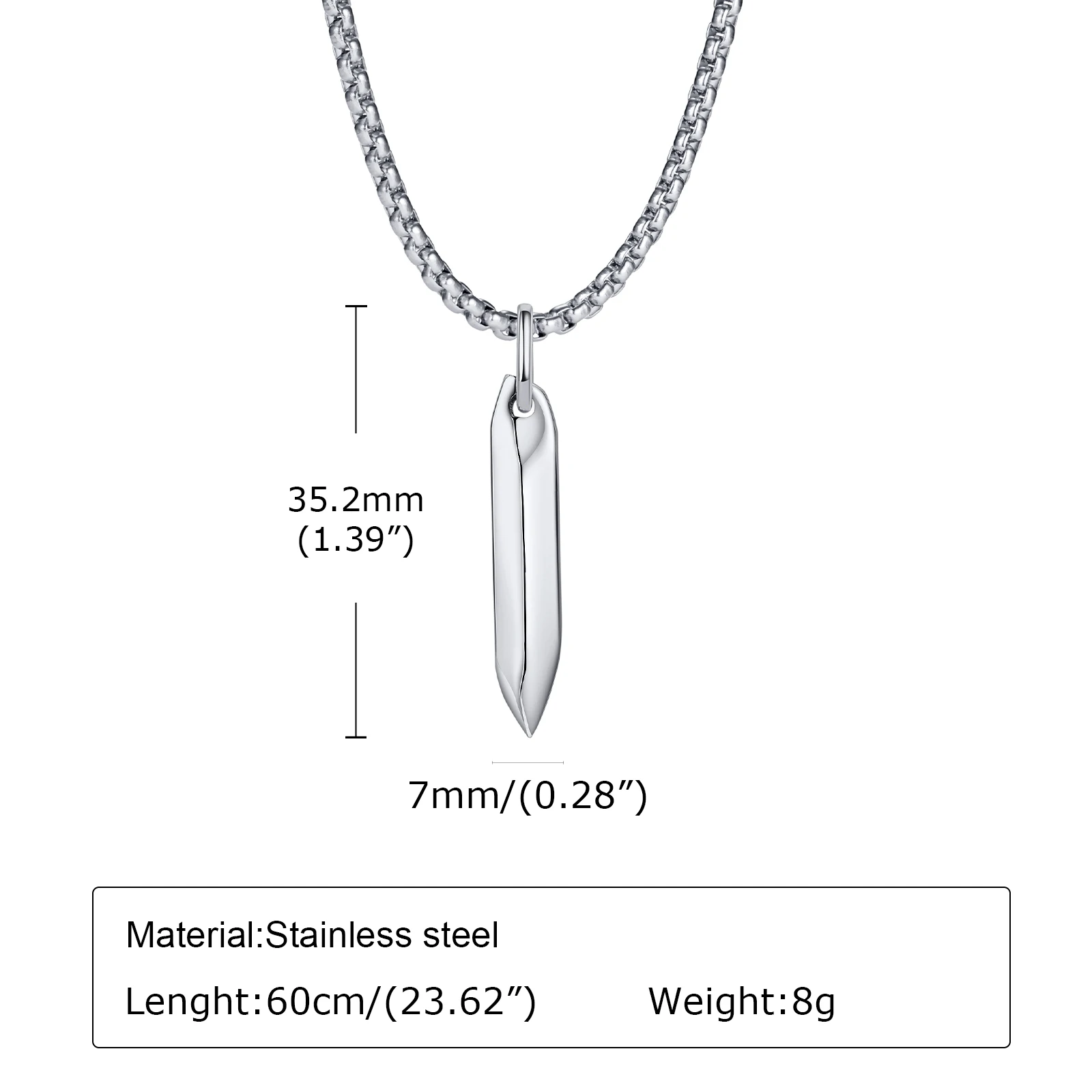 Vnox Simple Nail Necklaces for Men Boys, Anti Allergy Stainless Steel Three-dimensional Geometric Pendant Collar, Gifts for Him