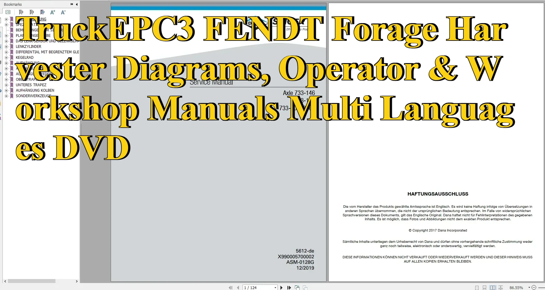 

TruckEPC3 FENDT Forage Комбайн Диаграммы, оператор и руководства по мастерской Многоязычный DVD