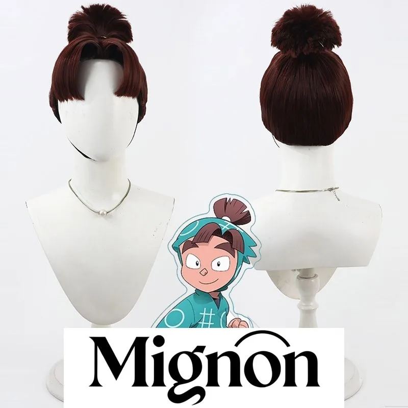 Peluca cosplay Mignon Nintama Rantaro Minamoto Kongo de una sola pieza estilo trenzado marrón rojo