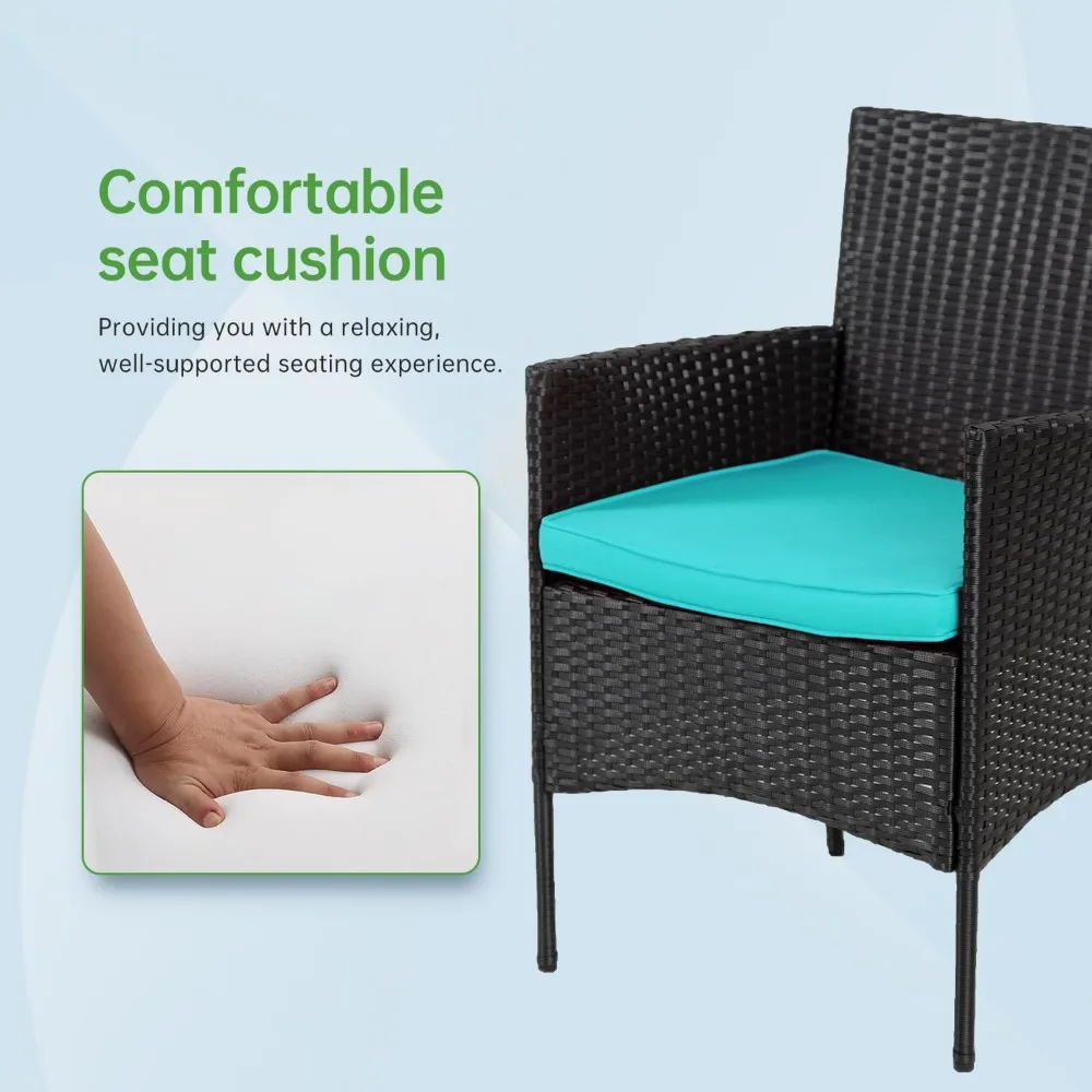 커피 테이블, 좌석 쿠션, 파티오 가구 세트가 포함된 뒷마당용 야외 고리버들 파티오 대화 가구 세트 4개