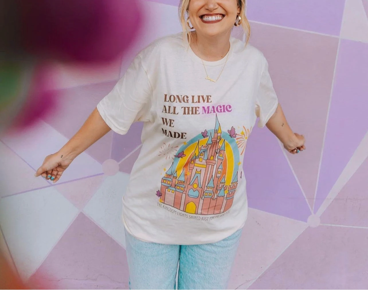 Hand Drawn Crayon Castle Gentle and Versatile Cotton Couple T-shirt for Men and Women