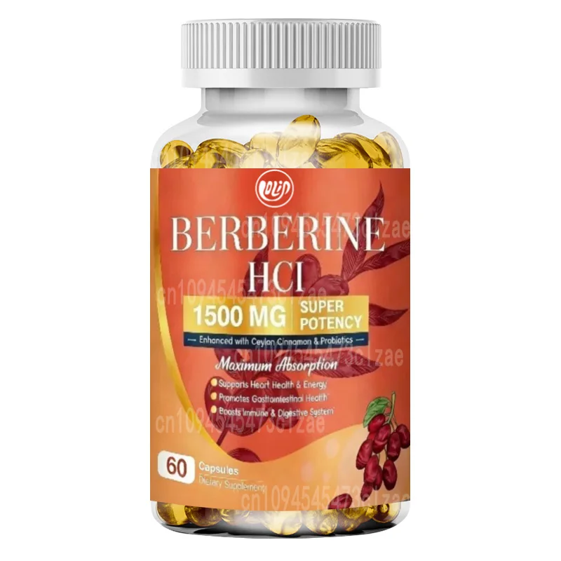 Berberine 1500mg Capsules Contains Ceylon Cinnamon, Magnesium, and Probiotics - Gut and Immune Health Support 60 Capsules
