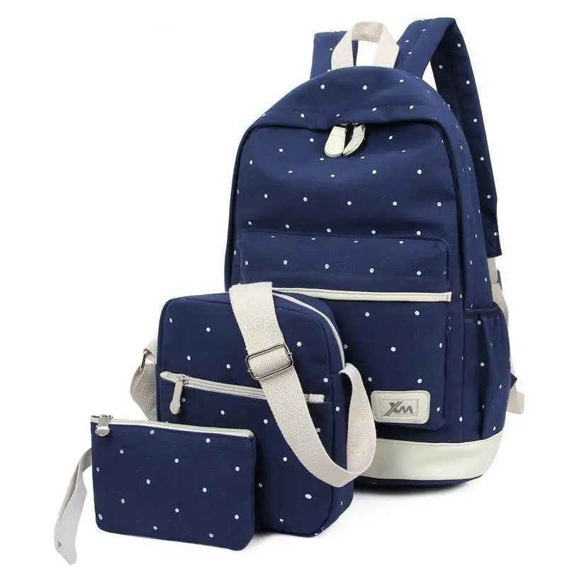 3 Pçs/set Canvas Escola Mochila para Grils Adolescente Mochila de Viagem Malas