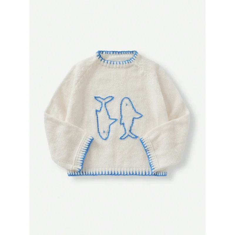 Maglione allentato pullover ricamato retrò girocollo a blocchi di colore 2025 per donna autunno inverno nuovo maglione a maniche lunghe lavorato a maglia