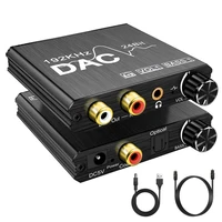 Convertidor de Audio Digital a analógico de 192KHz, DAC de 24 bits, SPDIF Digital/óptico/Toslink/Coaxial a estéreo analógico L/R RCA y conector de 3,5mm