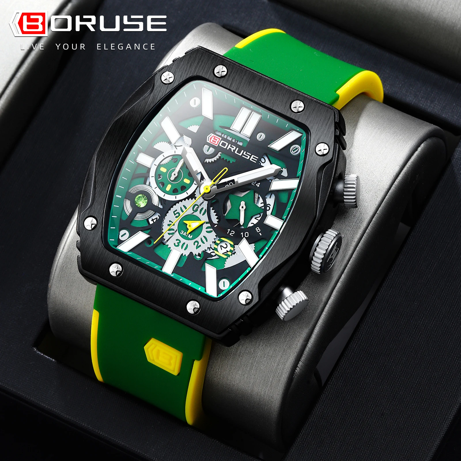 Montre-bracelet à quartz pour homme, chronographe militaire, affaires, horloge avec boîtes, marque inspectée par la faillite