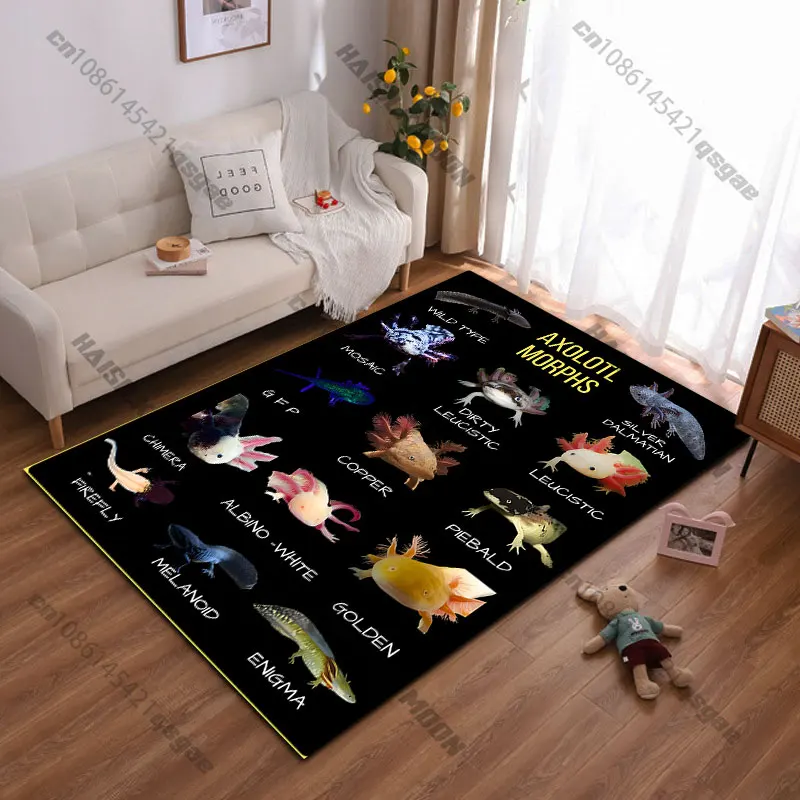 Axolotl morph variations displayed carpet Yoga living room room decor children's crawling mat doormat area rug games mat