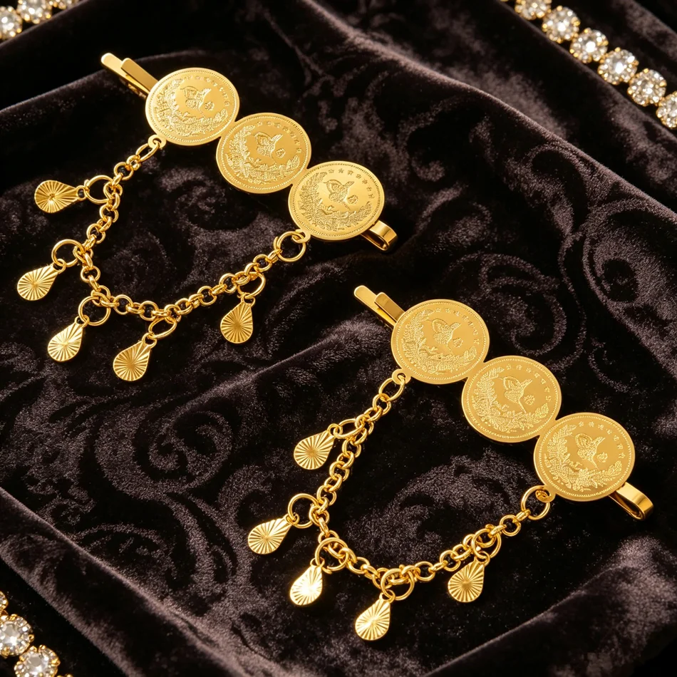Ladies Metal Tassel Hair Clip Middle East India Style Coin Hair Accessories