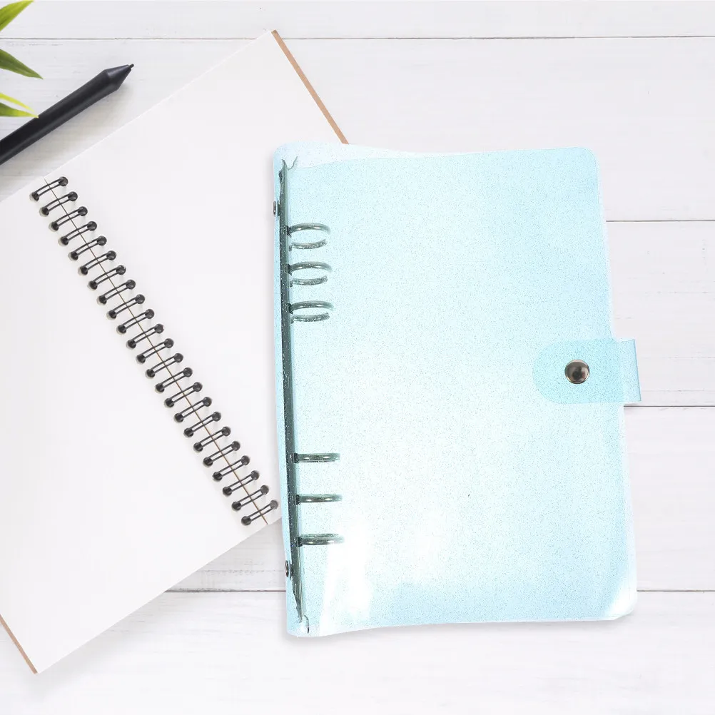 

2 Pcs Scrapbooking Loose-leaf Planner Shell Journal Binder Glitter Sky-blue Notepad PVC Case