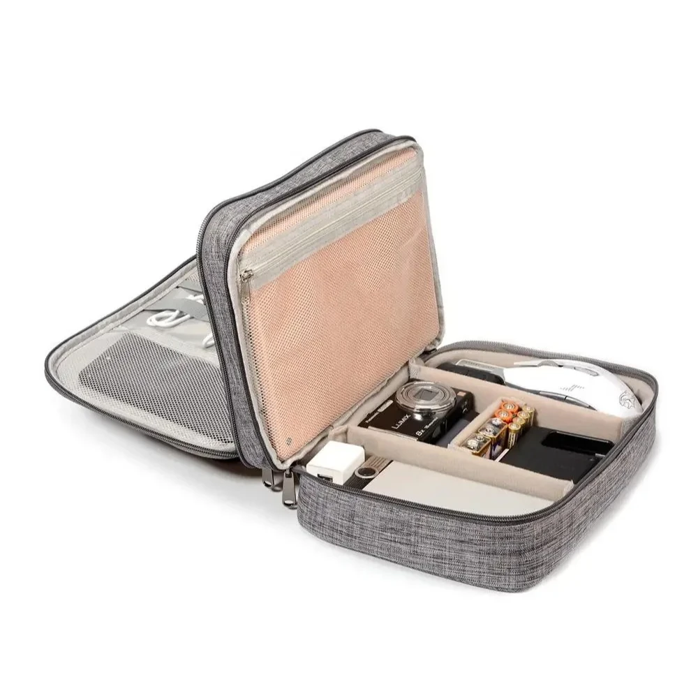 Portable Electronics Organizer Bag Zipper Case for Data Cables Charger Hard Drive