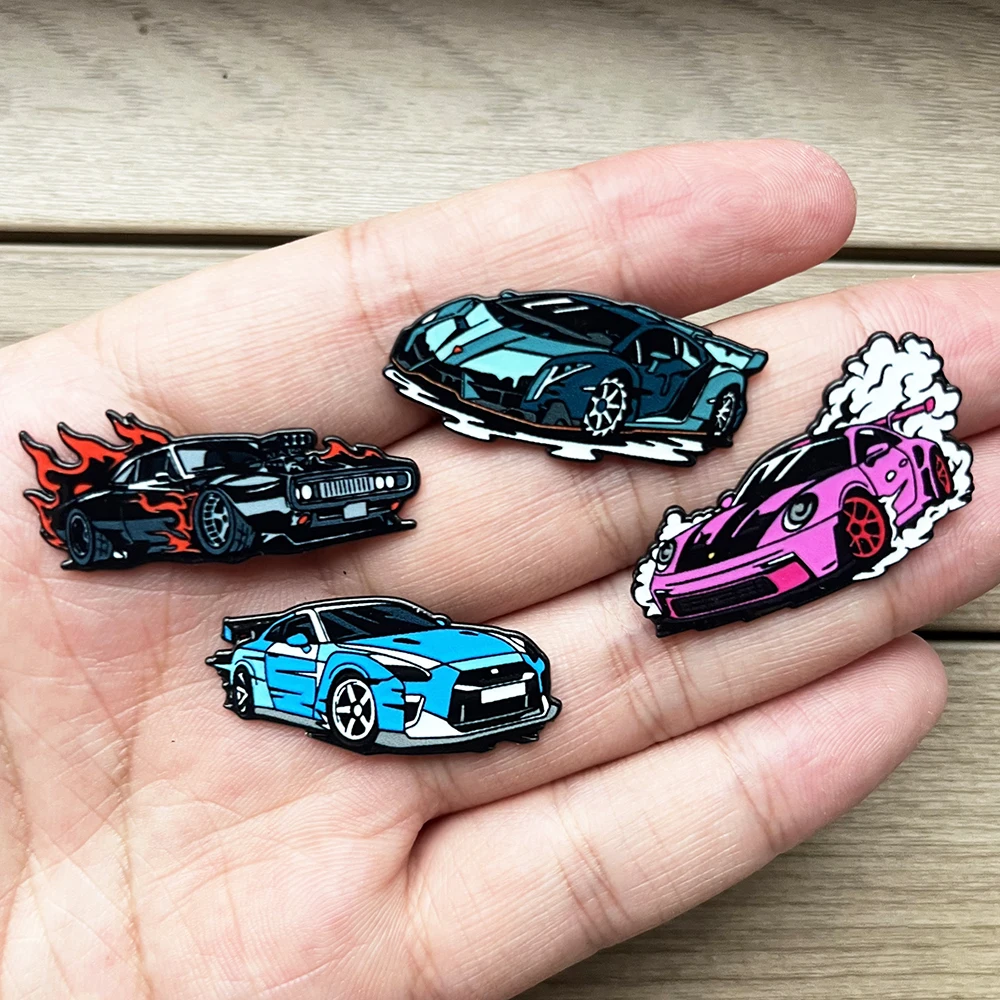 4/8pcs Sports Car Enamel Pin Set Racing Vehicle Metal Lapel Brooches Automotive Theme Decorative Badges for Car Enthusiast Gift