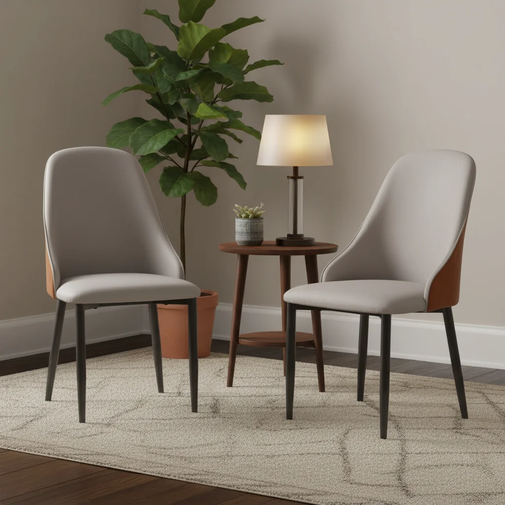

Italian Style Light Luxury Modern Dining Chair PU Leather Upholstery Metal Frame Simple Design Backrest for Small Apartment Home