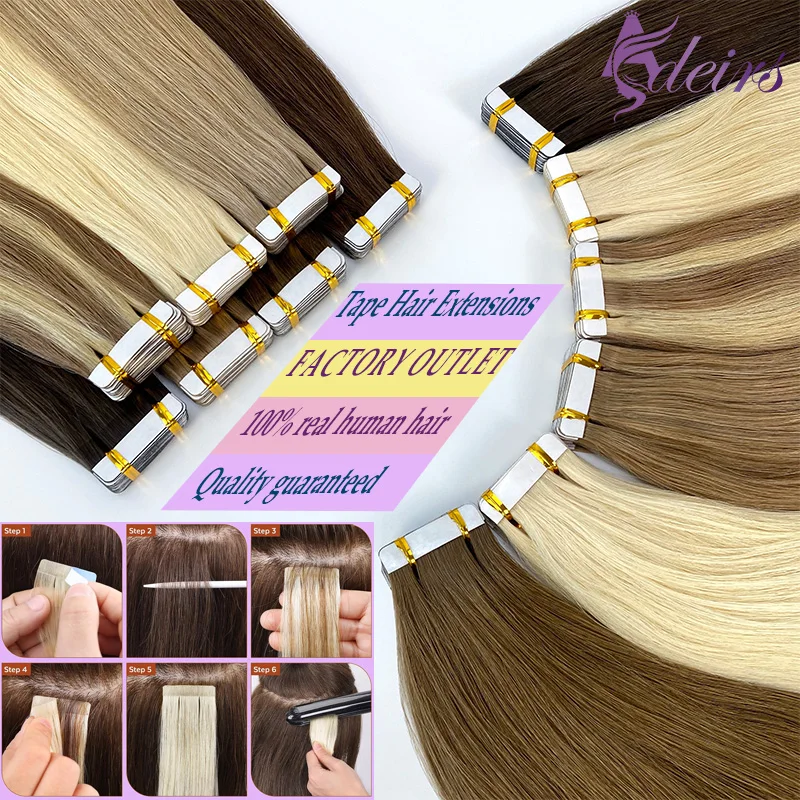 ADEIRS High Quality Tape in Human Hair Extensions Natural Straight Remy Hair Seamless Invisible 14