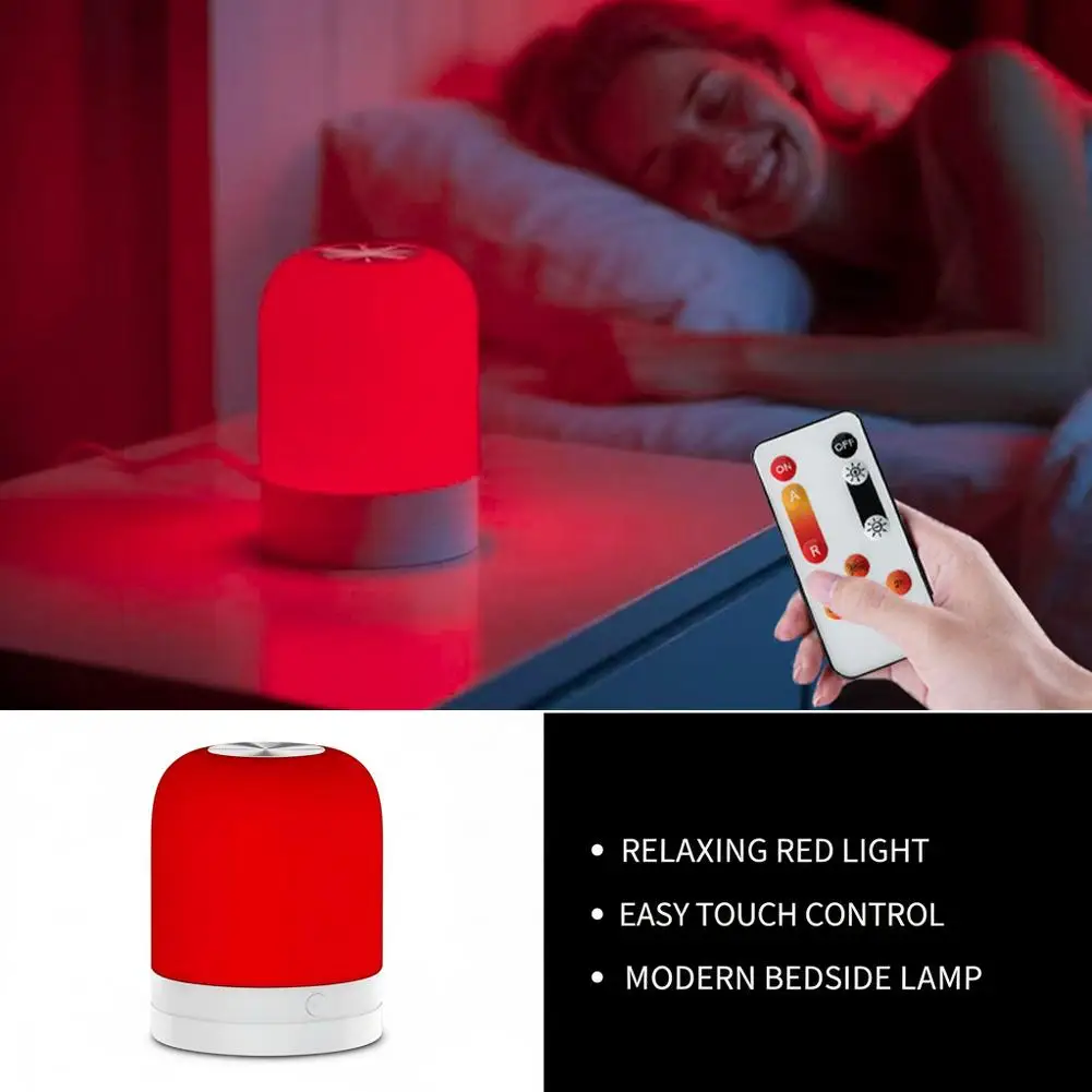 670nm Red Light Therapy Night Light Dual Modes Touch Remote Control USB Rechargeable Portable Sleep Aid Bedside Lamp