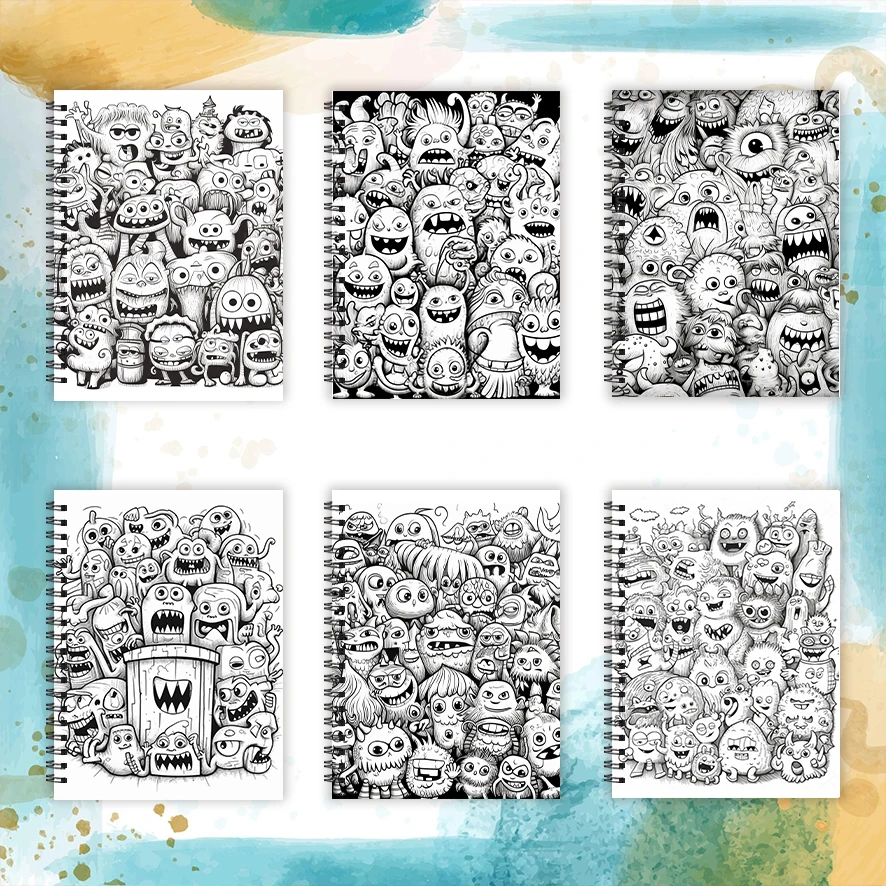 Enthusiastic Little Monsters Adult Coloring Book - 8.3x 11.2 Inch 32 Page Coloring Book - Helps Reduce Stress and Ease Emotions