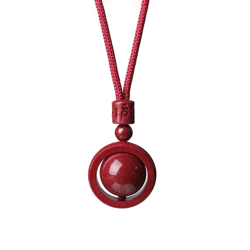 Natural Cinnabar Transfer Bead Pendant Six-character Mantra for Men and Women Natal Year Pendant Wholesale