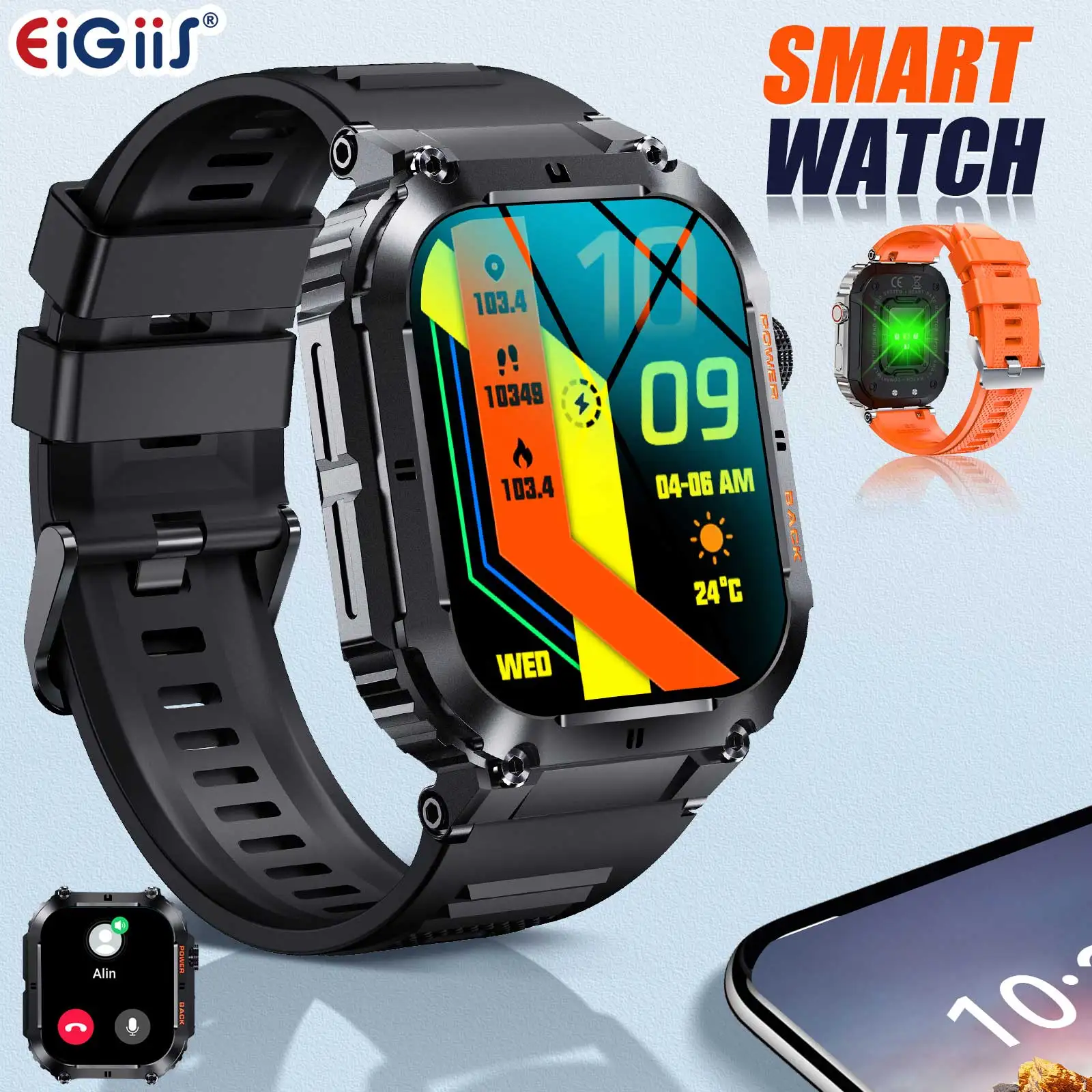 LaNikar Military Smart Watches For Men Bluetooth Call 1.96