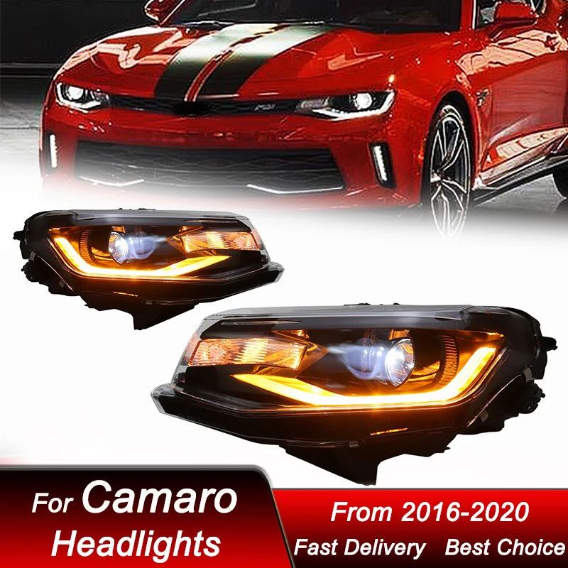 

Автомобильный Стайлинг фар для Chevrolet Camaro 2016-2020, новый стиль, полностью светодиодные автомобильные фары в сборе, комплект аксессуаров для линз проектора