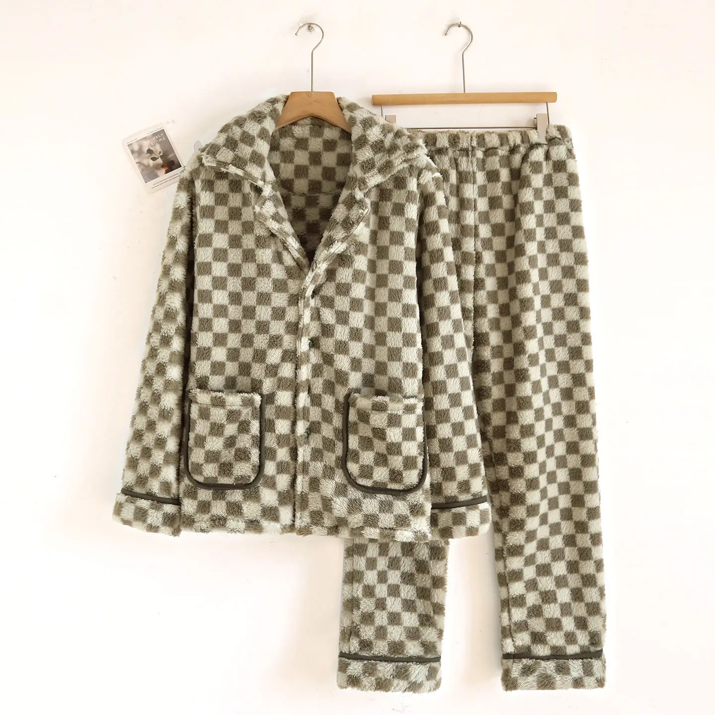 Flannel Plaid Men's Winter Pajamas Pijama Warm Clothes For Sleep New Thicken Long Sleeve Pyjamas Room Wear Man Sleepwear