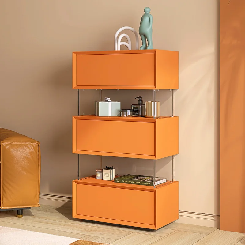 

Italian minimalist paint suspended three-bucket cabinet simple storage solid wood drawer cabinet bedroom locker