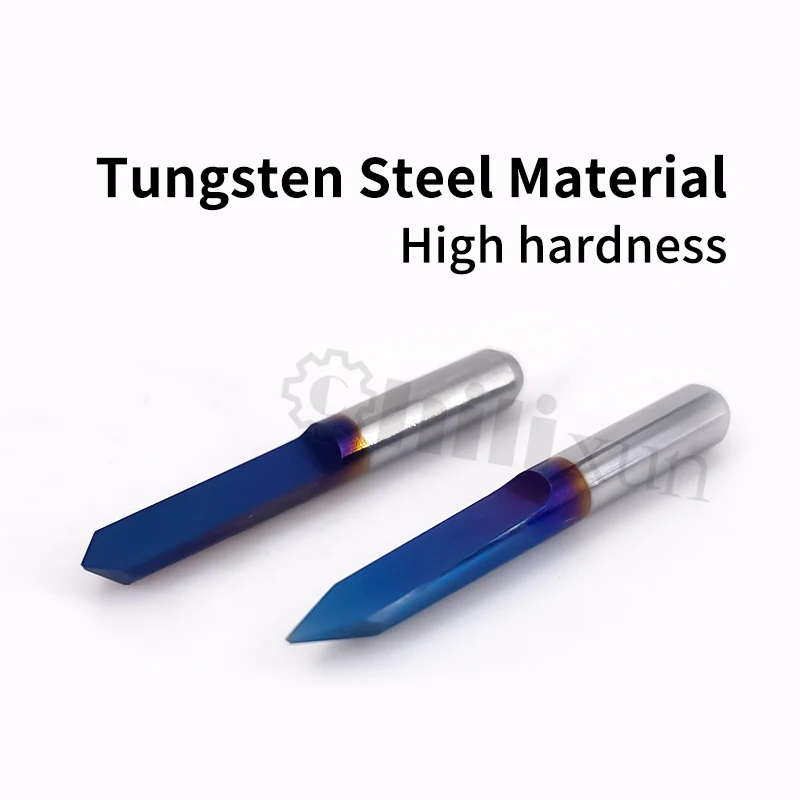 HILIXUN 10PCS 3.175mm Shank PCB Engraving Bit Tipped 0.1-0.3mm V Shape Carving Bits CNC Router Bit Flat Bottom End Mill for Wood
