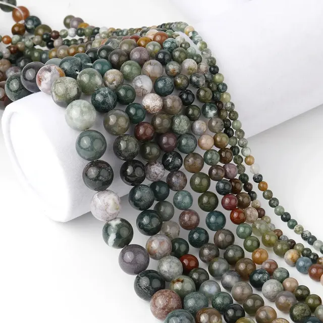 Gładki indyjski agat naturalny kamień koraliki okrągłe luźne koraliki dystansowe do tworzenia biżuterii DIY Charm bransoletka akcesoria naszyjnikowe