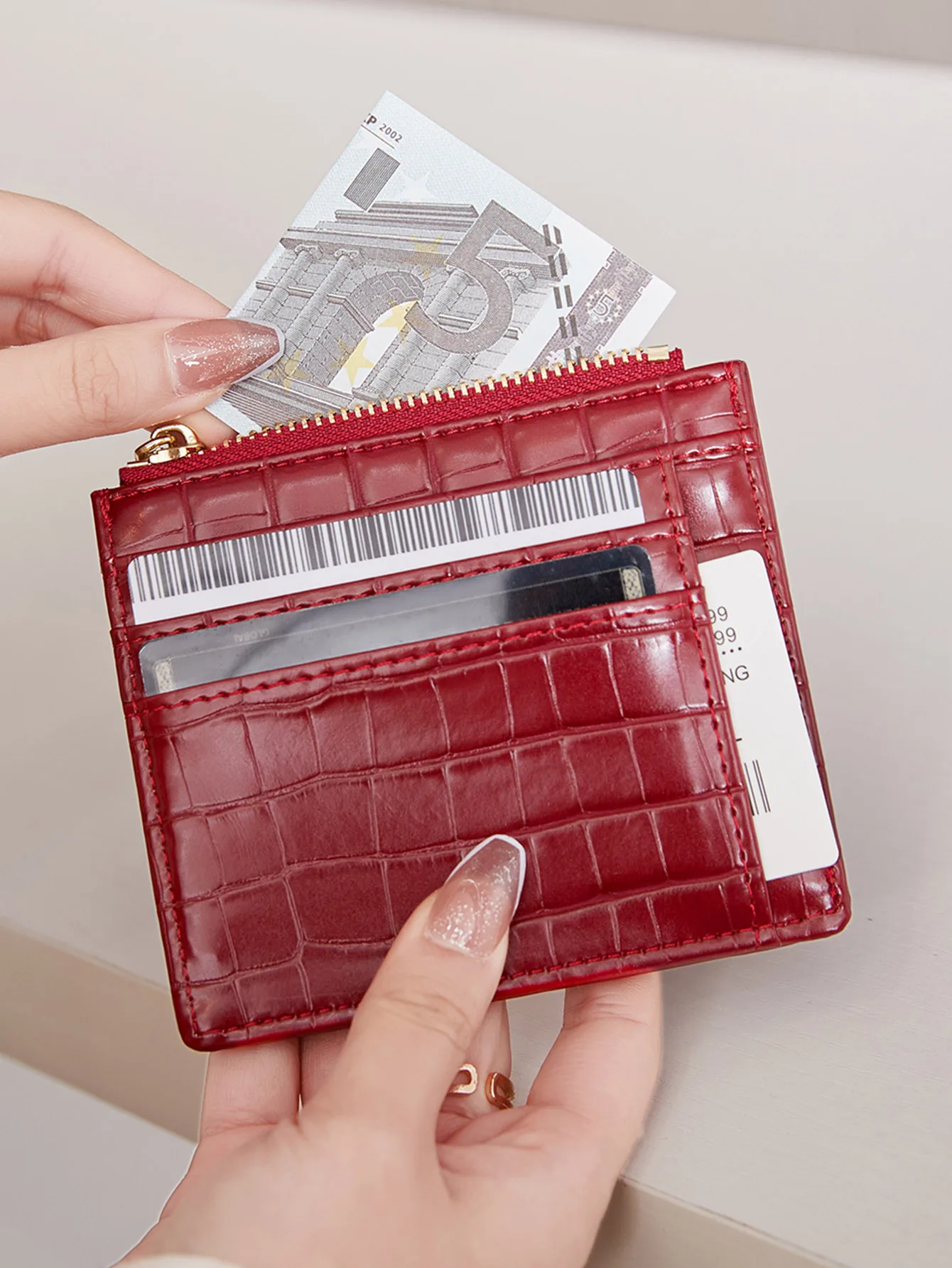 Модный короткий женский кошелек из искусственной кожи тройного сложения многофункциональный держатель для карт кошелек для монет с крокодиловым узором маленький кошелек