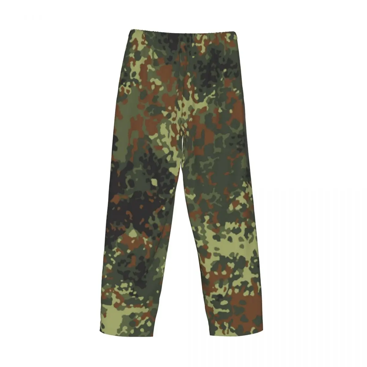 Custom Flecktarn Camo Pajama Pants Sleepwear for Men Elastic Waistband Camouflage Sleep Lounge Bottoms with Pockets