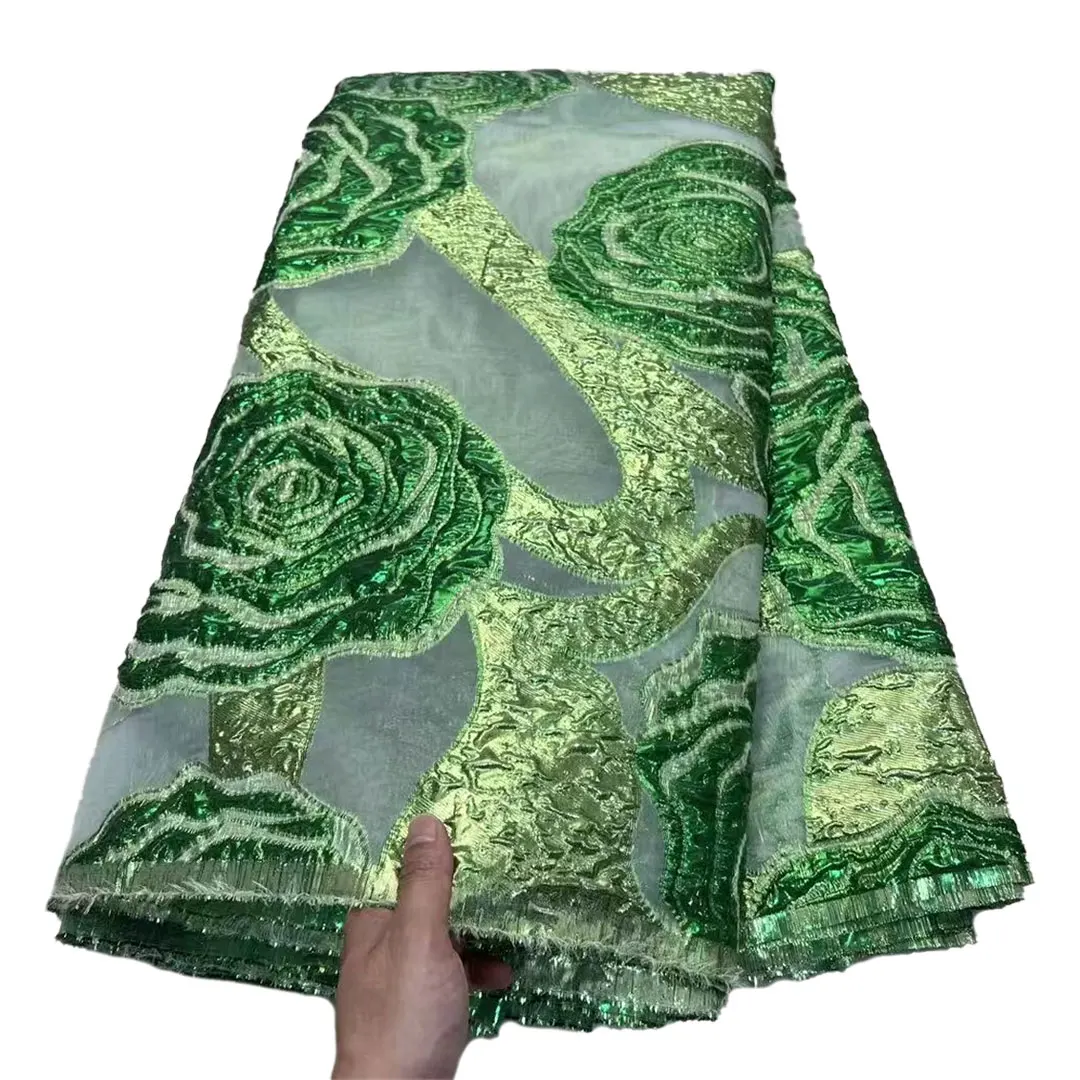 ナイジェリアブロケードレース生地 2025 高品質フレンチ金メッキジャカードレースダマスクドレス女性のウェディングパーティー縫う