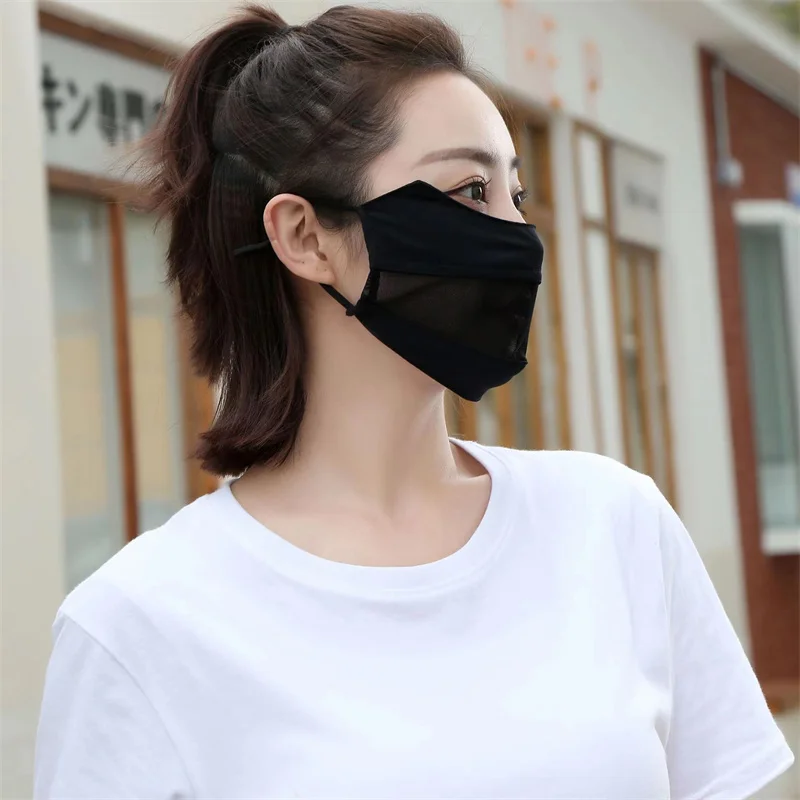 2024 New Sunscreen Mask Traceless for Women Ice Silk Anti-ultraviolet Summer Solid Color Breathable Thin Cover Face Unisex