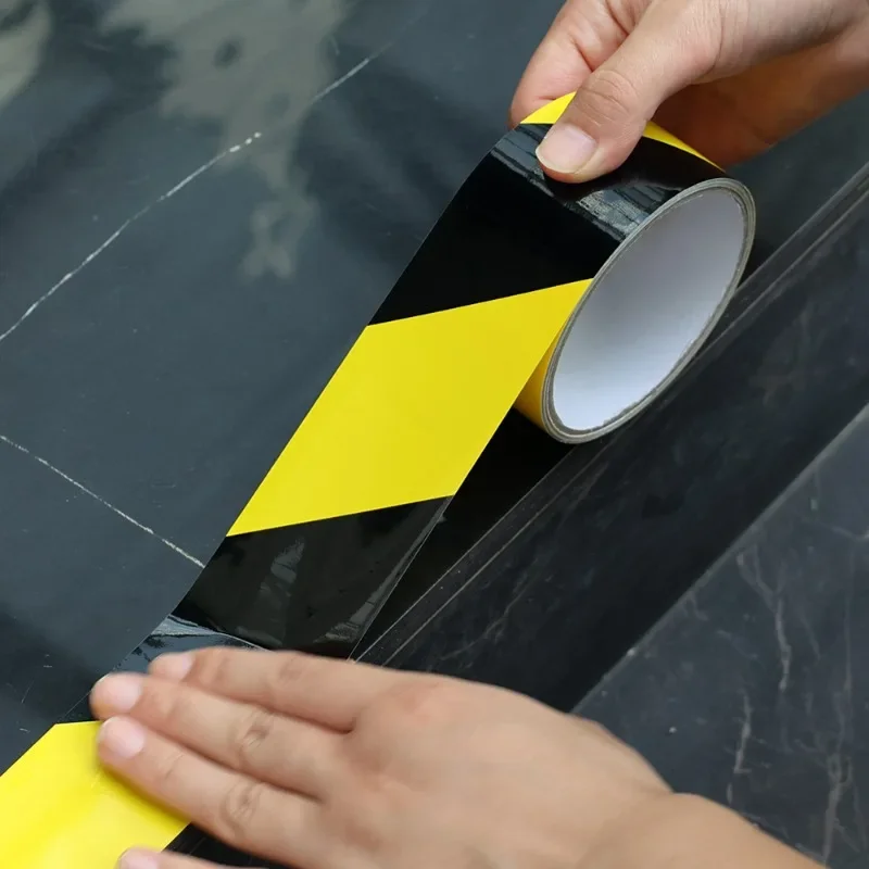 Yellow Black Warning Tape Marking  Safety Soft PVC Strong Adhesive Grip Tape for Factory Warehouse Stairs Car Warning Stickers