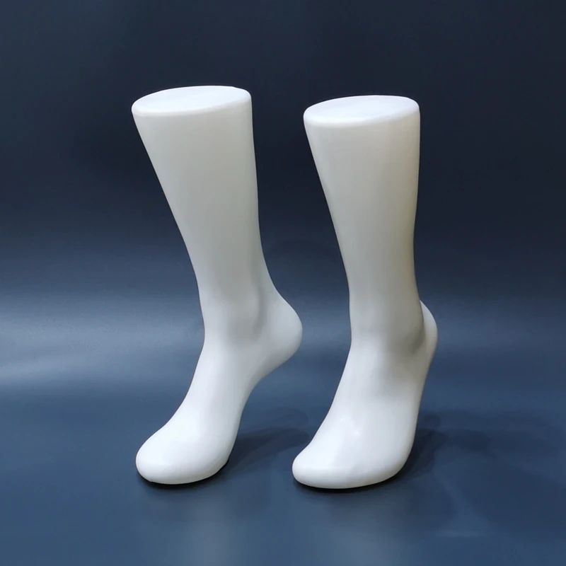 

1 Pair Of Men's Model Feet White Plastic Socks With Magnet Feet Are Used To Take Photos To Show Socks Football Socks And Sports