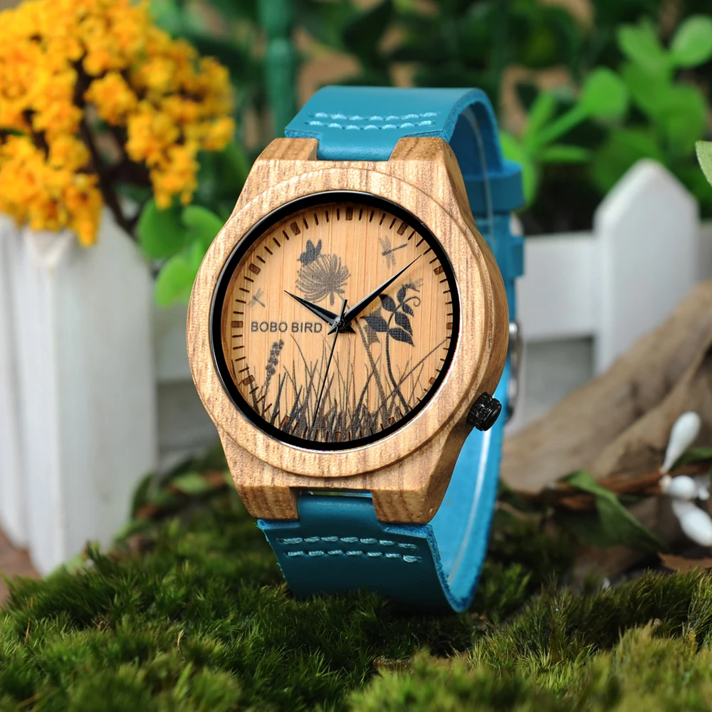 BOBO BIRD Wooden Watches Men Lifelike Special Design UV Print Dial Face Bamboo relogio masculino Gifts Timepieces C-P20 Custom