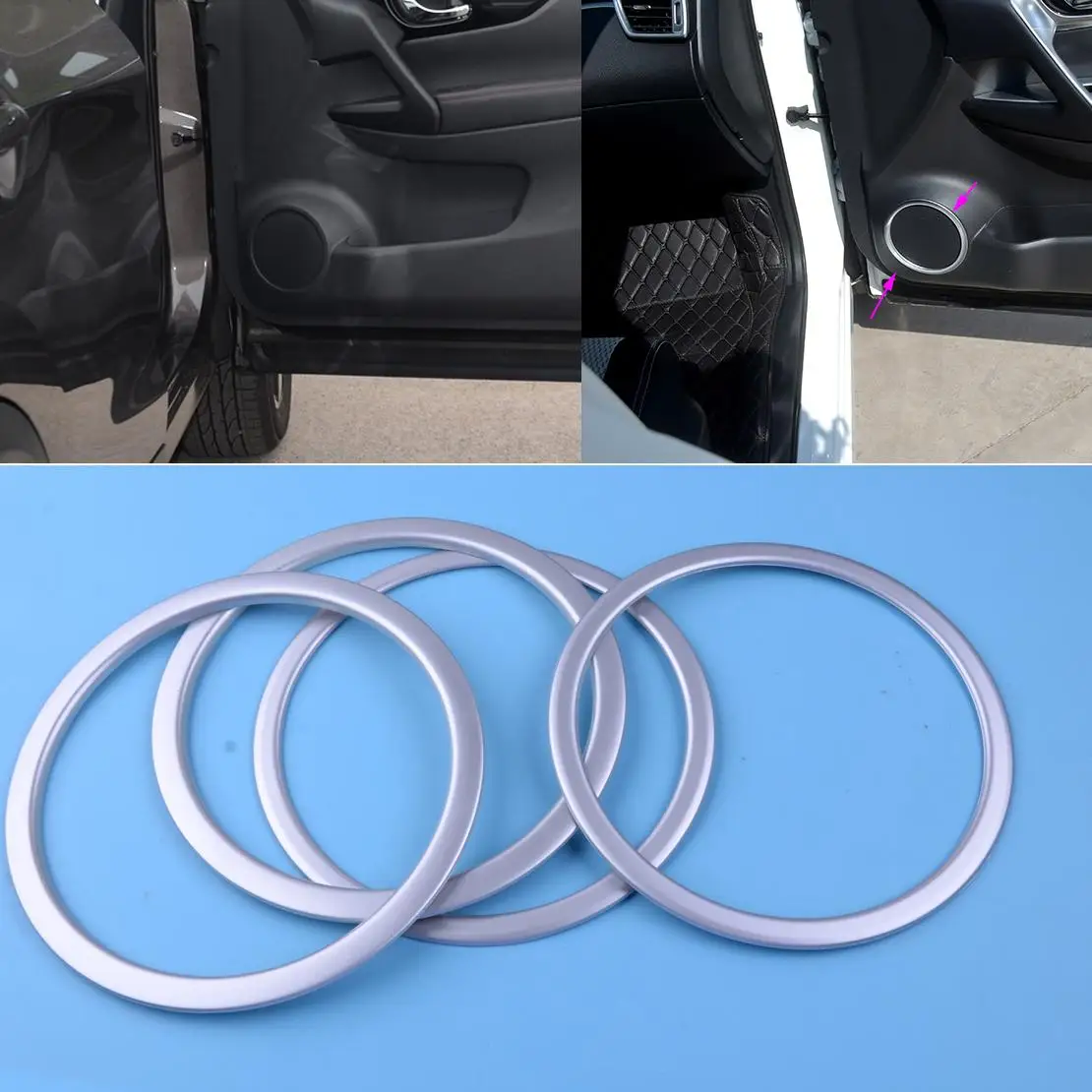 

4pcs Interior Door Sound Speaker Cover Trim Ring Fit For Nissan Qashqai J11 2014-2018