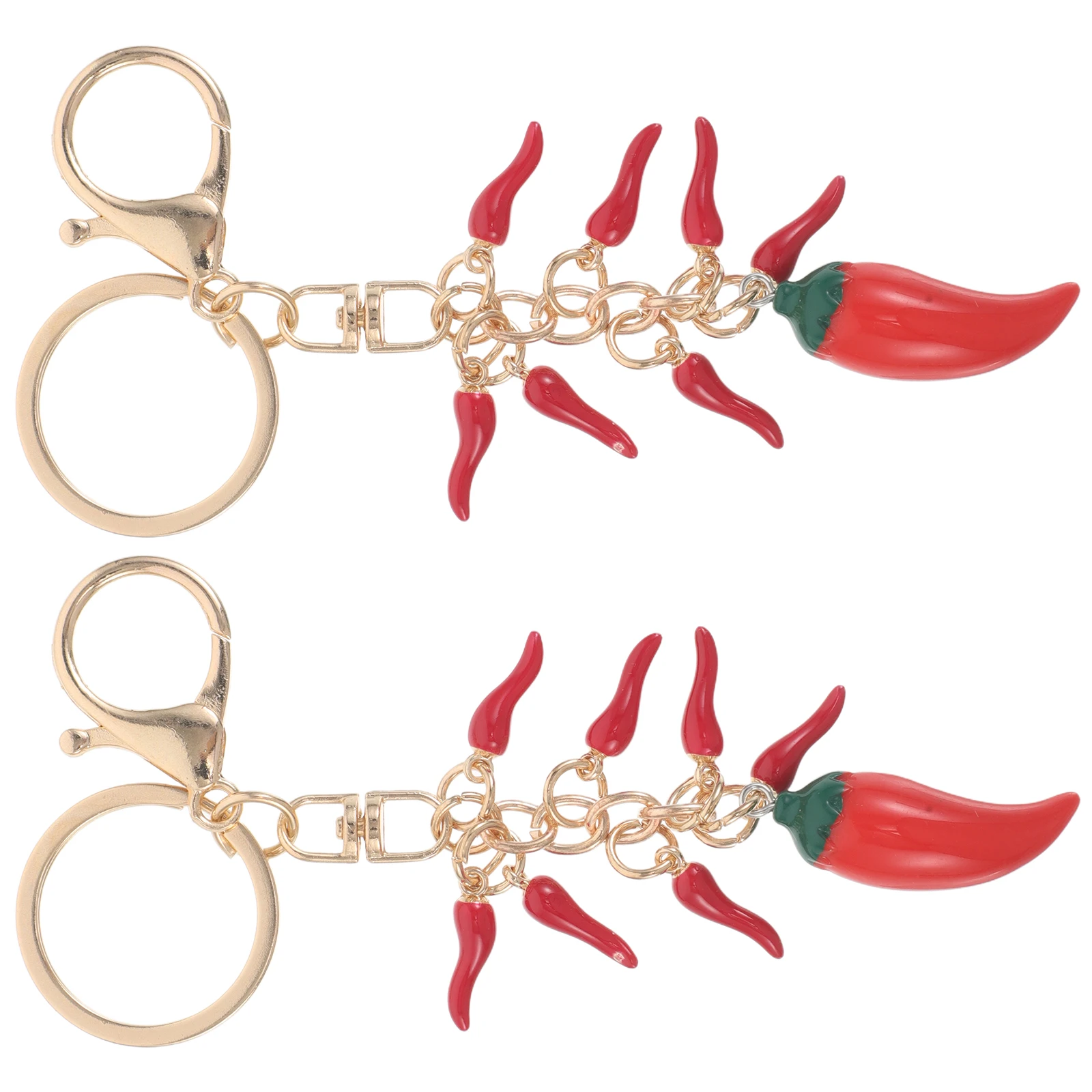 

2pcs Red Chili Pepper Keychain Mini Imitation Food Pendant For Backpack Purse Car Key Holder Cute Vegetable Ornament Kawaii