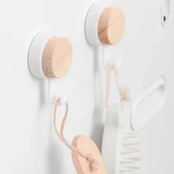 Wooden Wall Hooks Multifunctional Nail Free Self Adhesive Hook Door Wall Hangers Key Storage Hook Multi Racks Wall Hanger