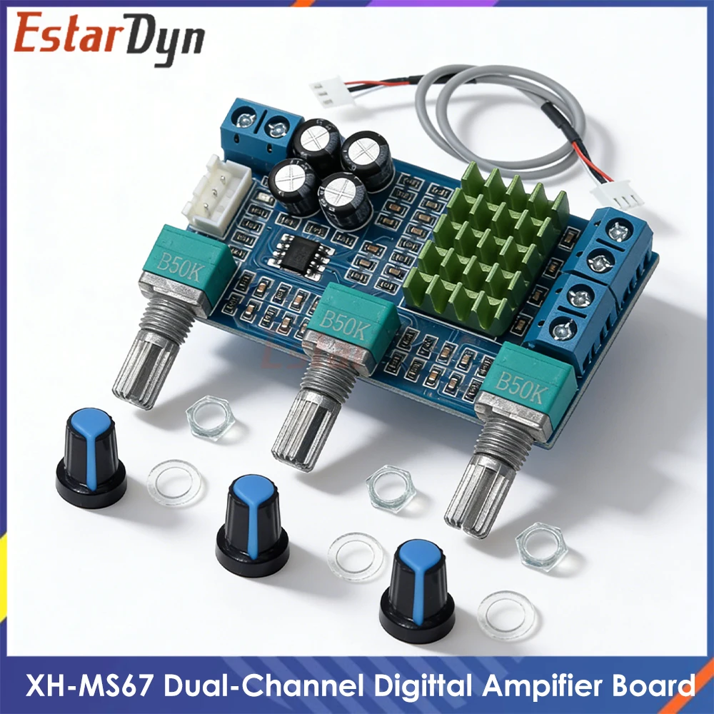 TPA3116D2 Stereo-Verstärkerplatine, 80W+80W Hi-Fi Digital-Audio-Leistungsverstärkermodul für Heimkino, Auto-Audio, DIY-Lautsprecher XH-M567