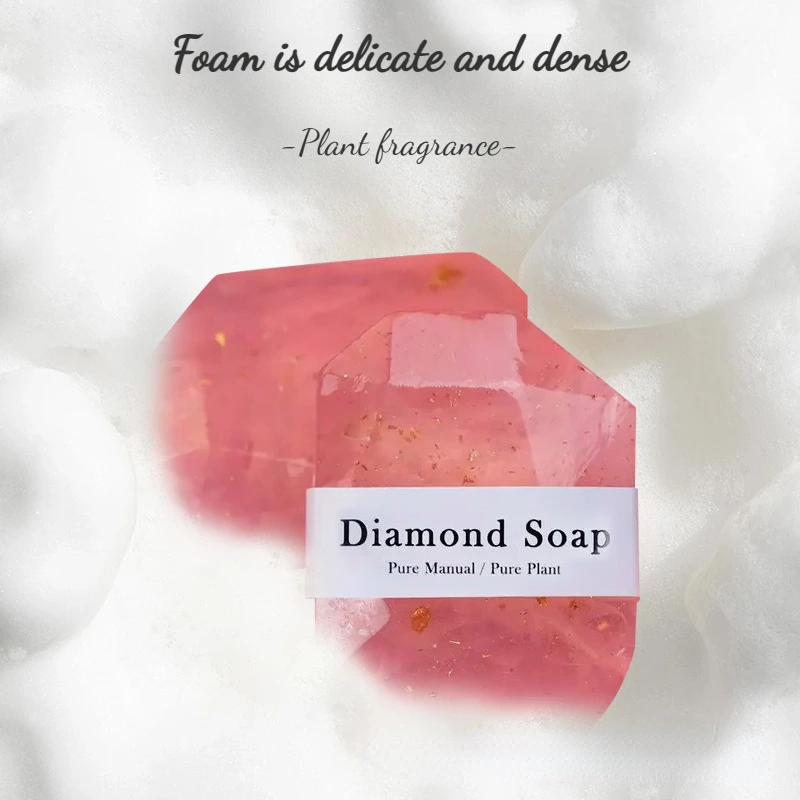 Diamond Handmade Soap Gemstone Handmade Soap Cleansing Moisturizing Essential Oil Soap for Gold Foil Bath